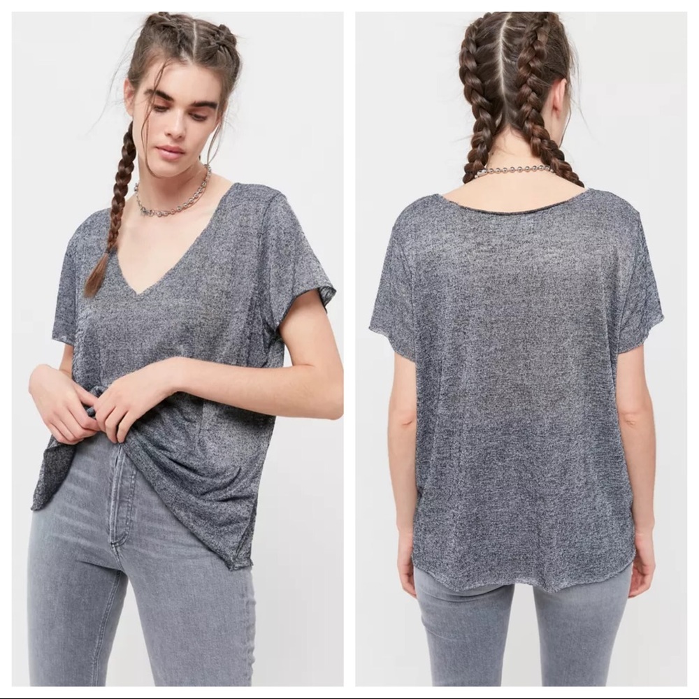 ⭐️ Project Social T Textured Knit V-Neck Tee Gray XS